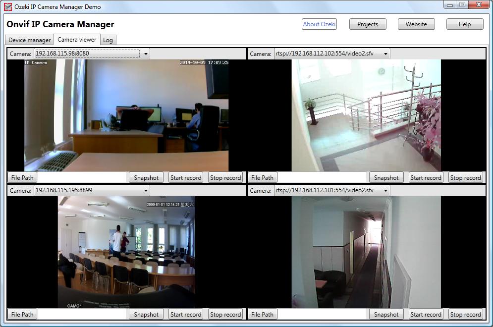 display more than one ip camera image in the onvif ip camera manager